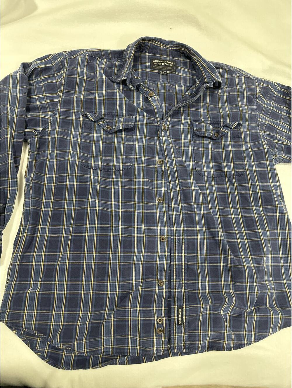 Y2K Abercrombie & Fitch Blue Plaid Long Sleeve Button Front Shirt